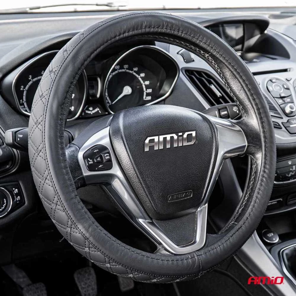 Amio Automobilio vairo užvalkalas 39-41 cm, natūrali oda, SWC-51-L