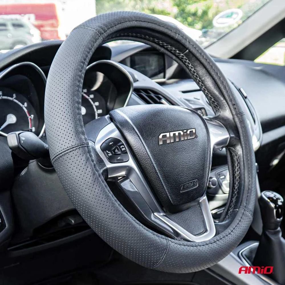 Amio Automobilio vairo užvalkalas 44-46 cm, natūrali oda, SWC-50-XXL