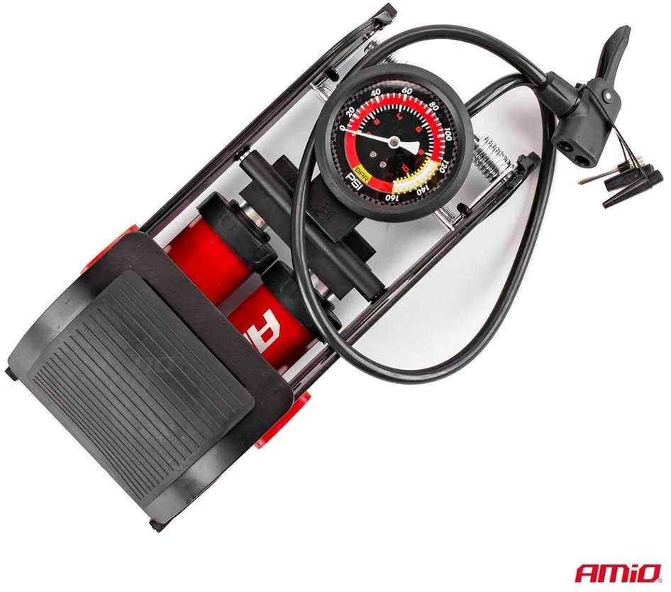 Amio HQ dviguba stūmoklinė kojinė pompa 2×Ø45 mm su manometru ir adapteriais PU07
