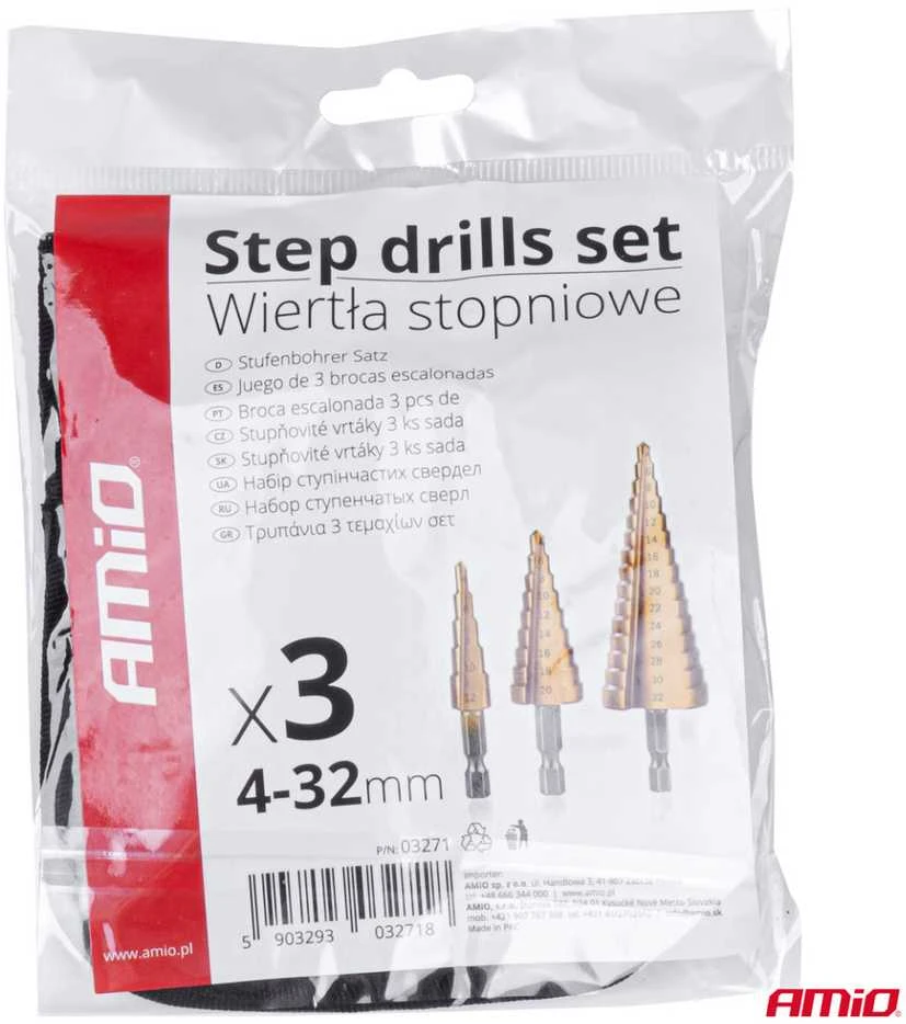 Grąžtas Amio Laiptiniai grąžtai metalui 4–32 mm, 3 vnt.