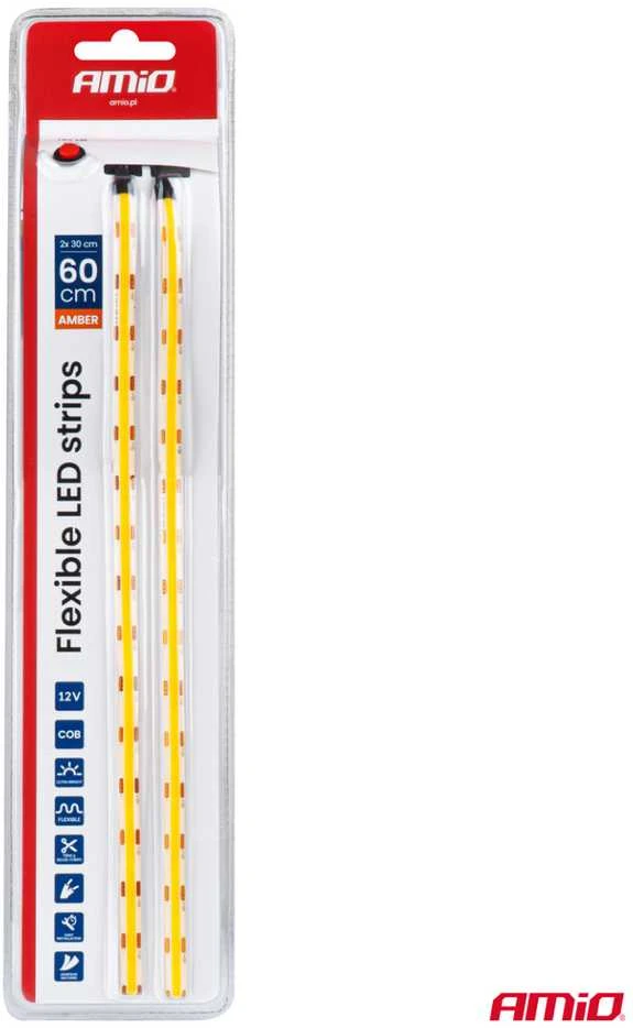 Amio Lanksčios COB LED juostos 2x30 cm 12V, gintarinė