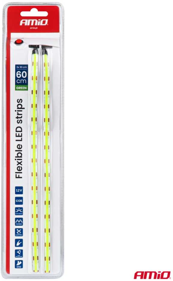 Amio Lanksčios COB LED juostos 2x30 cm 12V, žalia