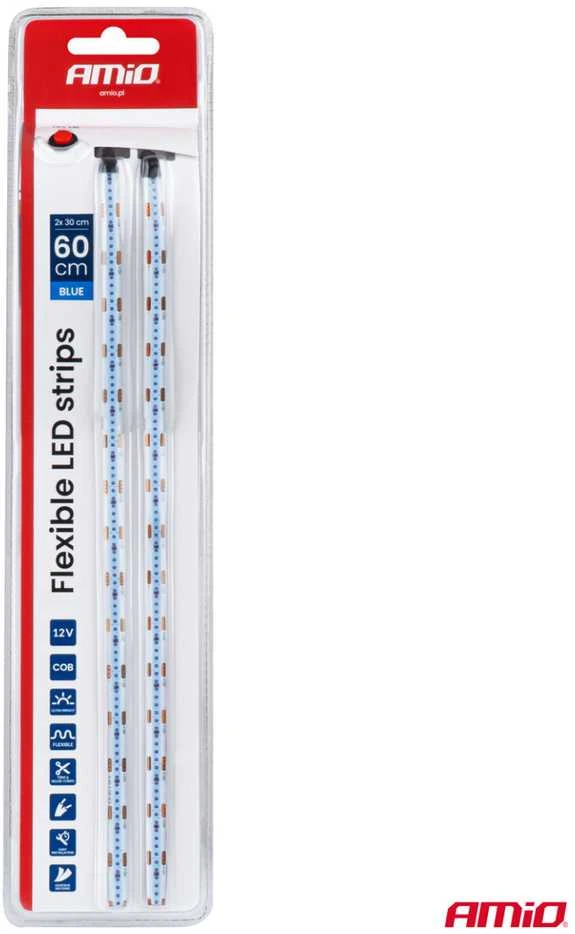 Amio Lanksčios COB LED juostos 2x30 cm 12V, mėlyna