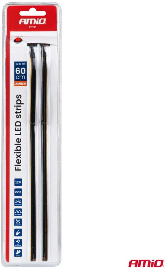 Amio Lanksčios šoninės COB LED juostos 2x30 cm 12V, gintarinė