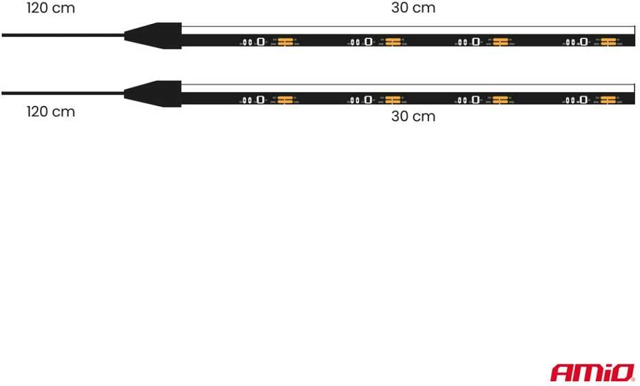 Amio Lanksčios šoninės COB LED juostos 2x30 cm 12V, balta