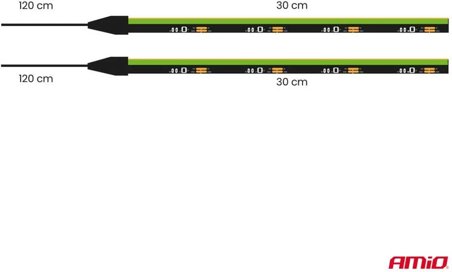 Amio Lanksčios šoninės COB LED juostos 2x30 cm 12V, žalia