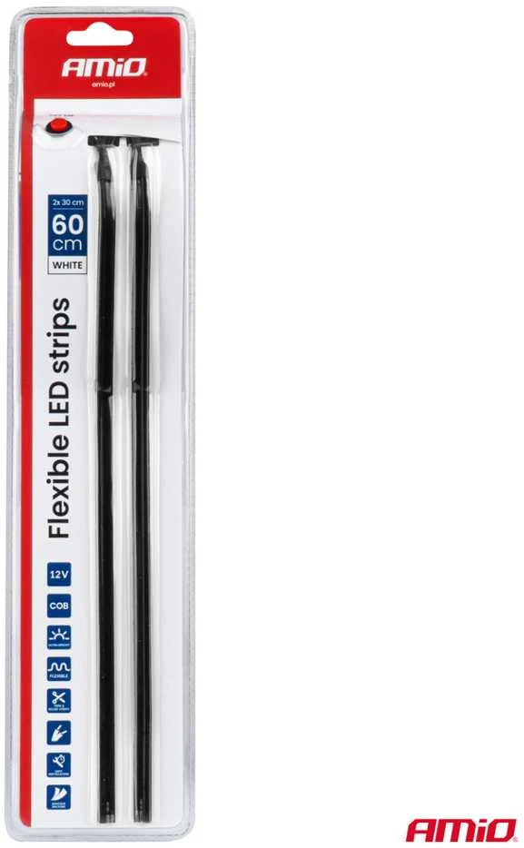 Amio Lanksčios šoninės COB LED juostos 2x30 cm 12V, balta