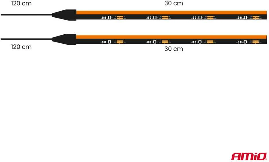 Amio Lanksčios šoninės COB LED juostos 2x30 cm 12V, gintarinė