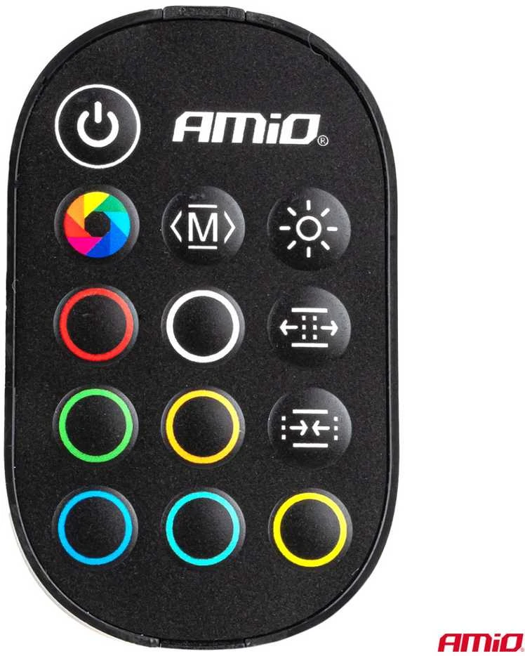 Amio Lanksčios šoninės LED COB juostos 2x30 cm 12V, RGB įvairių spalvų, su pultu