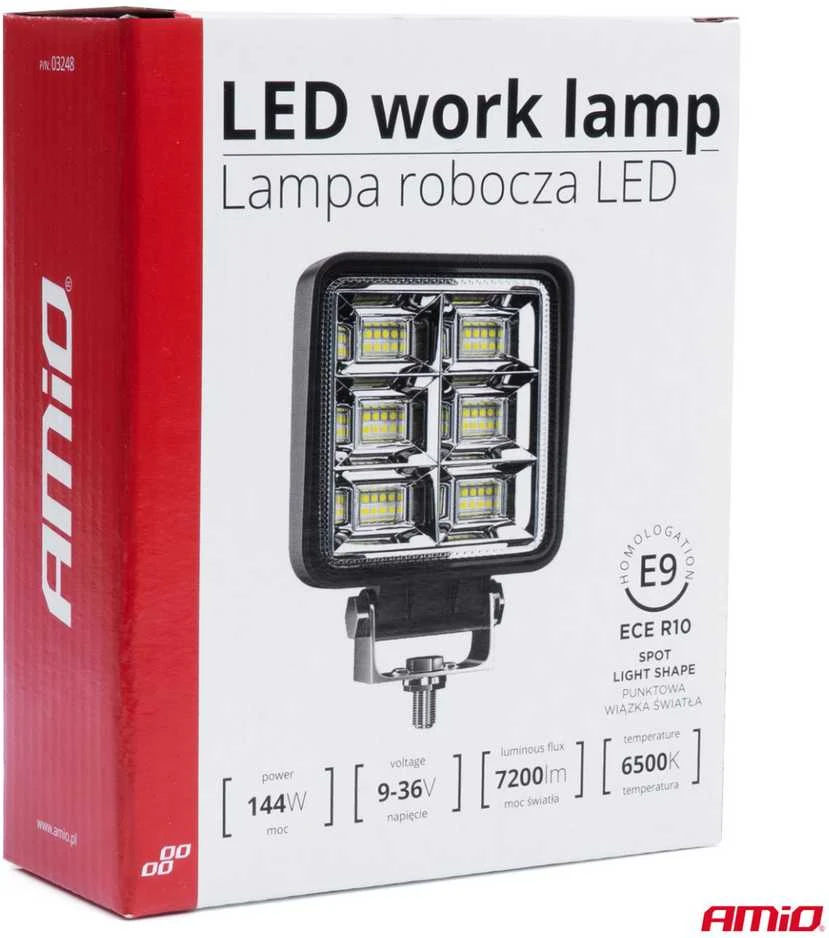 Amio LED Darbinė lempa, 144 W, 9–36 V, AWL37