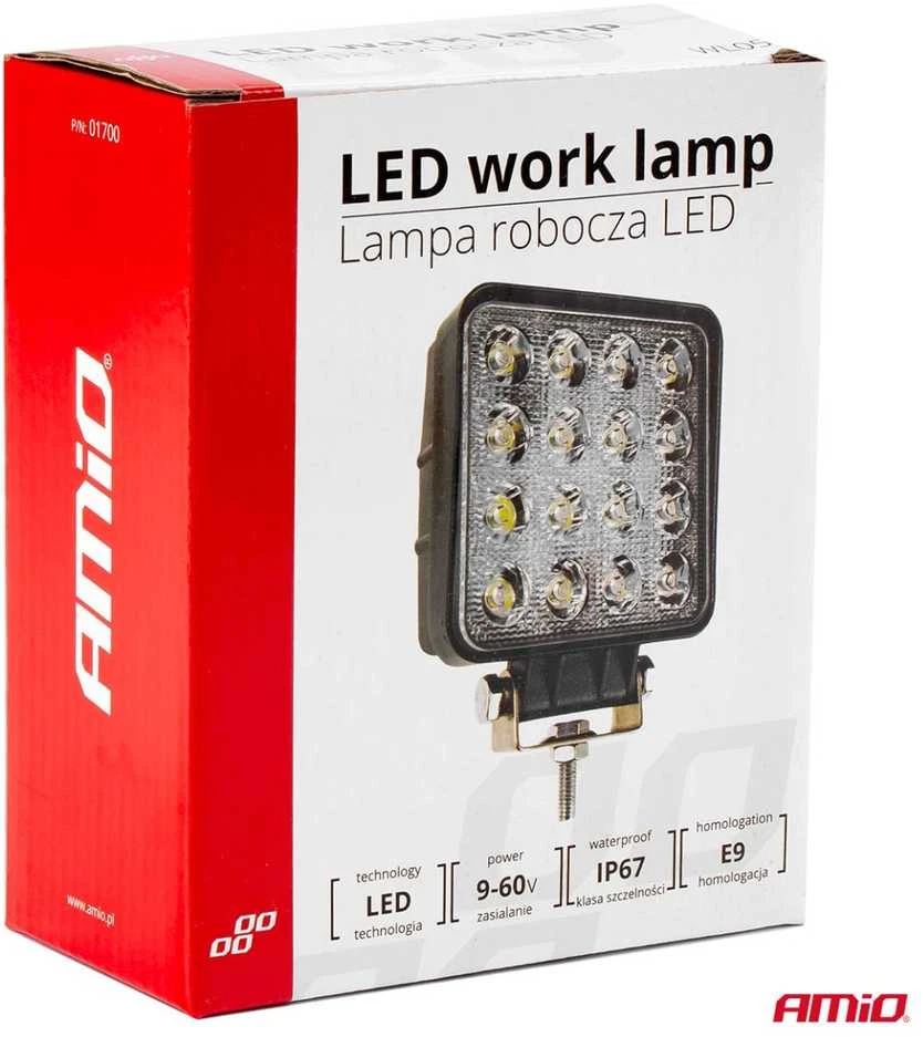 Amio LED Darbinė lempa AWL05 EMC, 108x108 mm 48W FLAT 9-60V