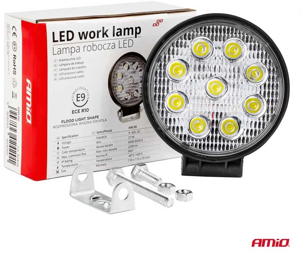 Amio LED Darbinė lempa, AWL06 9 LED FLOOD 9-36V