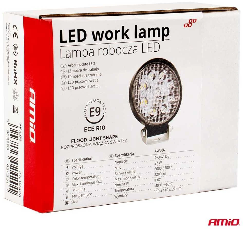 Amio LED Darbinė lempa, AWL06 9 LED FLOOD 9-36V
