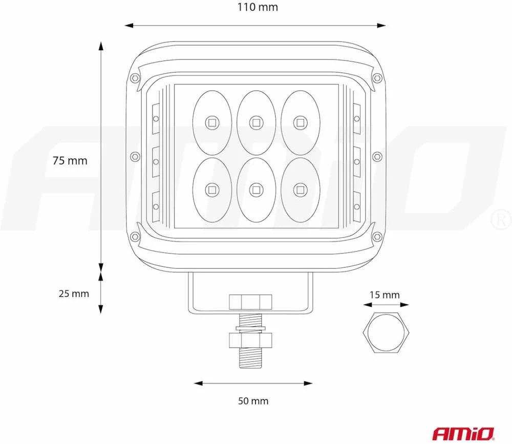 Amio Darbinis šviestuvas 12 LED, 110*75mm, 36W, 2880lm