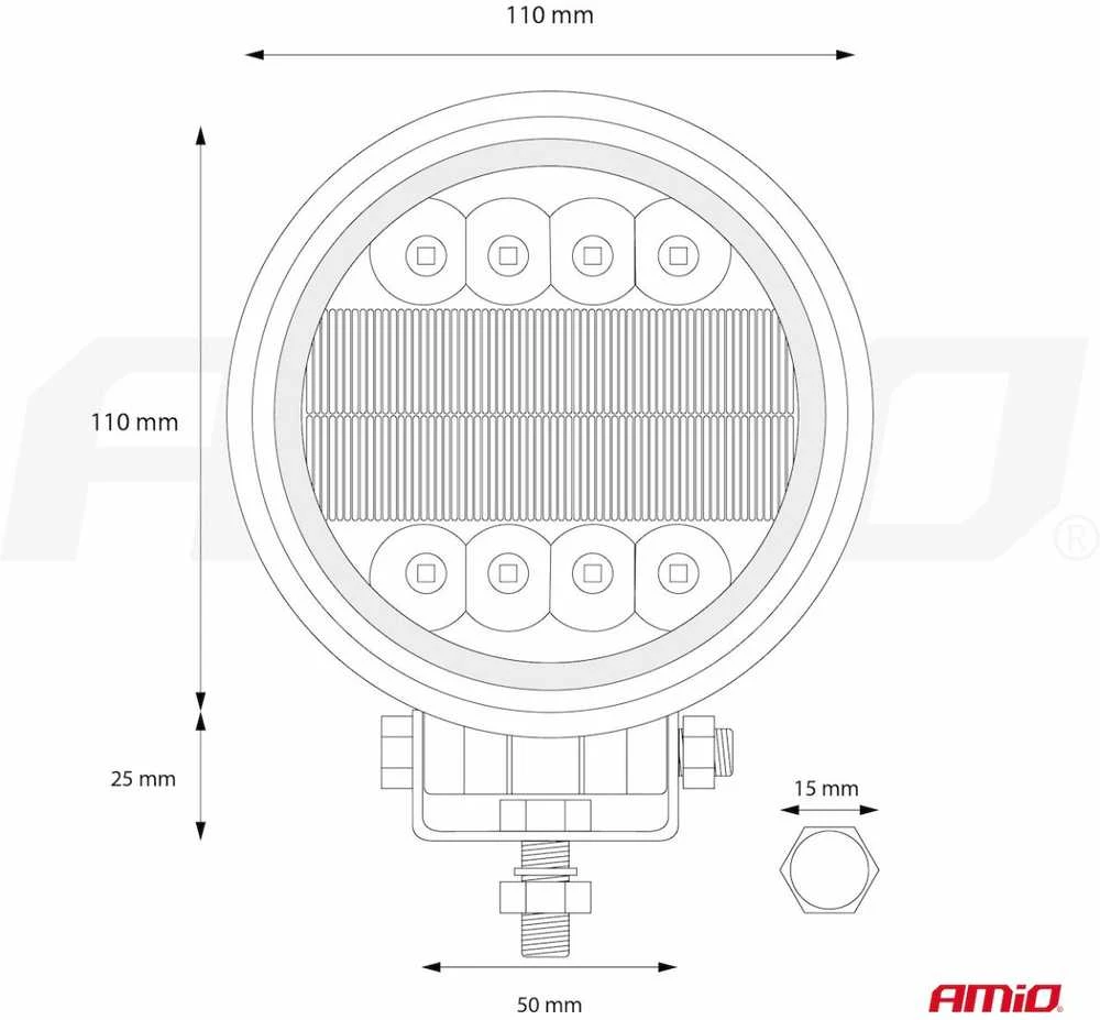 Amio Darbinis žibintas 42 LED, Ø110mm, 9-36V, 3360lm