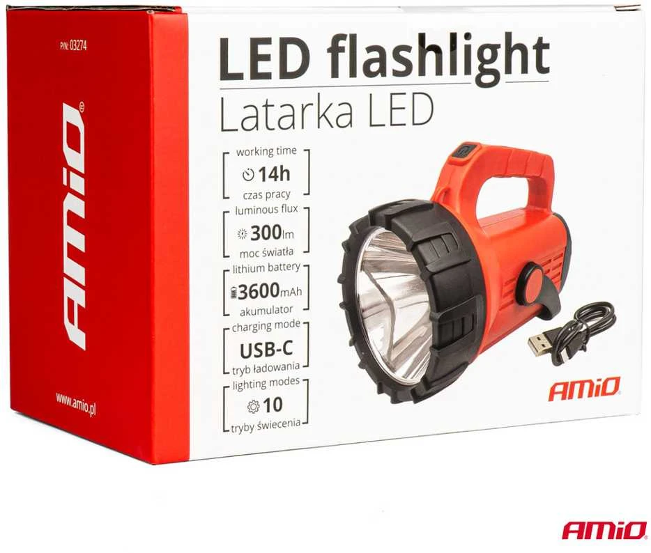 Amio LED darbo žibintas T6 + COB, WT18