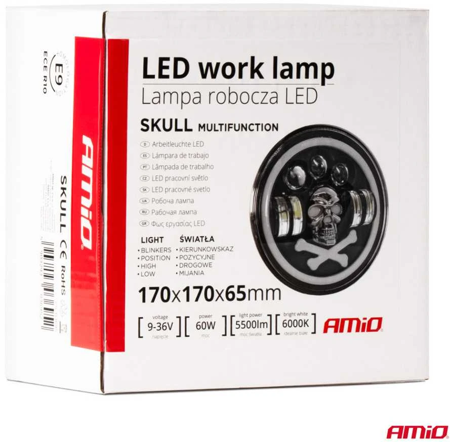 Amio Darbinė LED lempa su kaukolės dekoratyvu AMIGO 60 W, 6000 K, 5500 lm