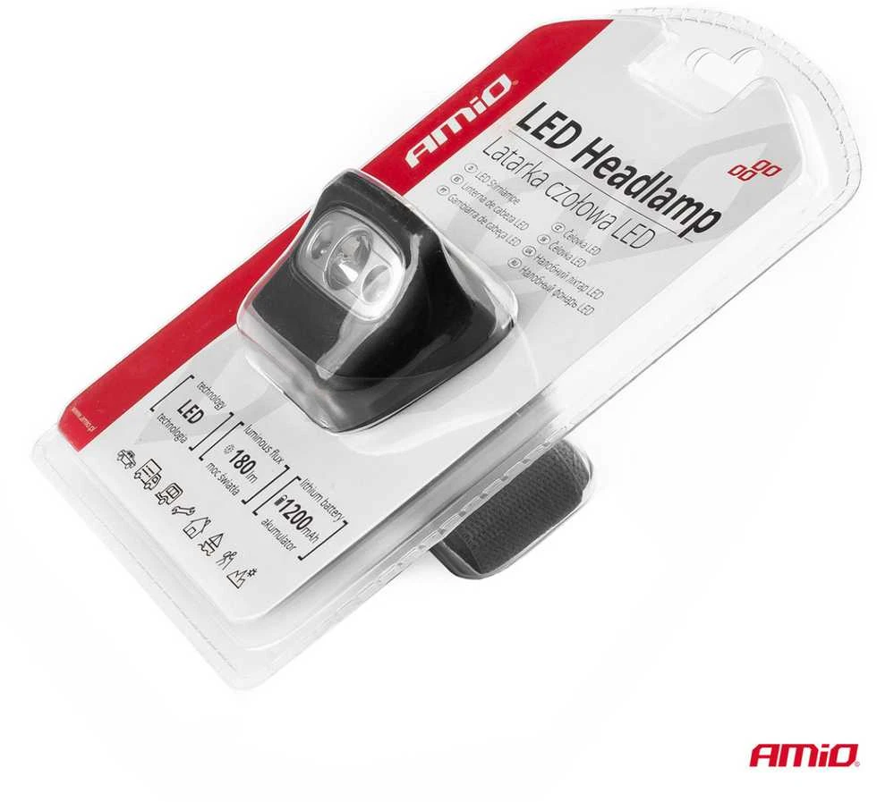 Amio LED Galvos žibintuvėlis, 3W 1200mA pakraunamas, 180 Flux IPX4