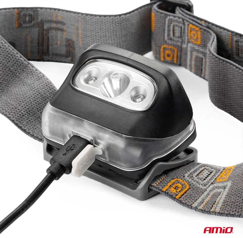 Amio LED Galvos žibintuvėlis, 3W 1200mA pakraunamas, 180 Flux IPX4