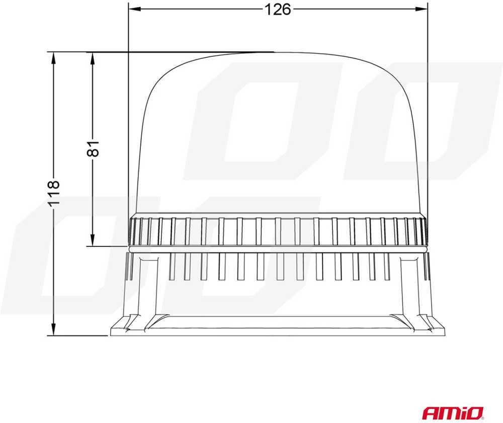 Amio LED įspėjamasis žibintas W25b 3 varžtai R65 R10 24LED 12/24V IP66