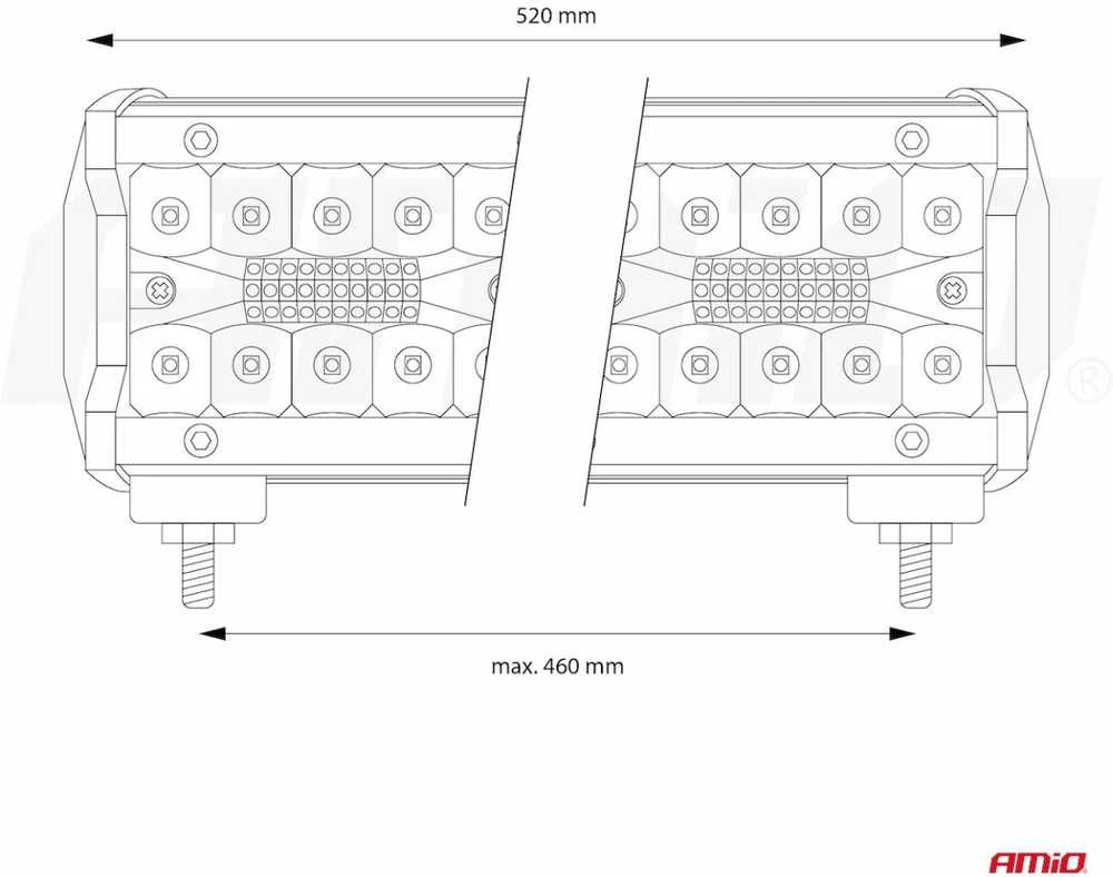 Amio LED Panelinis žibintas, AWL28 140LED 520x74 mm 420W COMBO 9-36V
