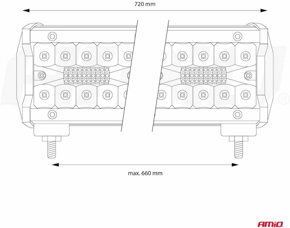 Amio LED Panelinis žibintas, AWL30 200LED 720x74 mm 600W COMBO 9-36V