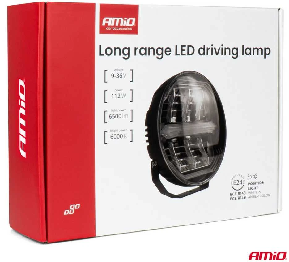 Amio LED tolimųjų šviesų žibintas su pozicinių šviesų funkcija 112W 12V 24V