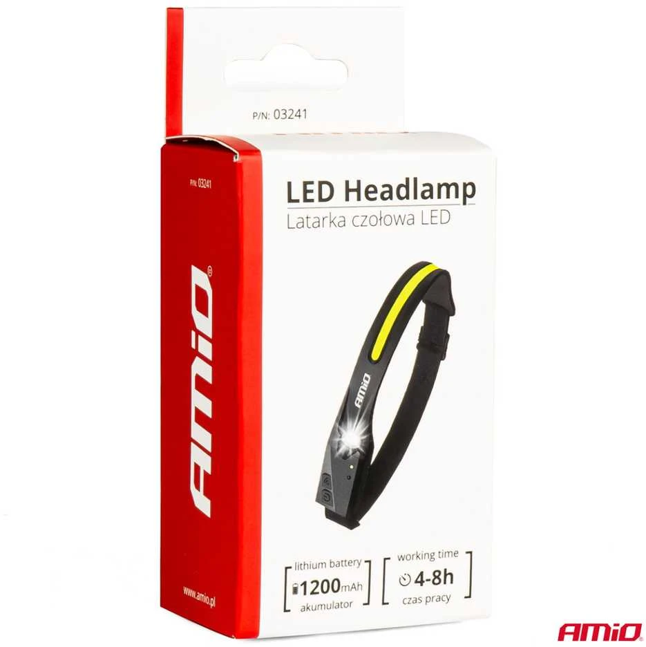 Amio LED Žibintuvėlis ant galvos XPE+COB 1200mAh LH05
