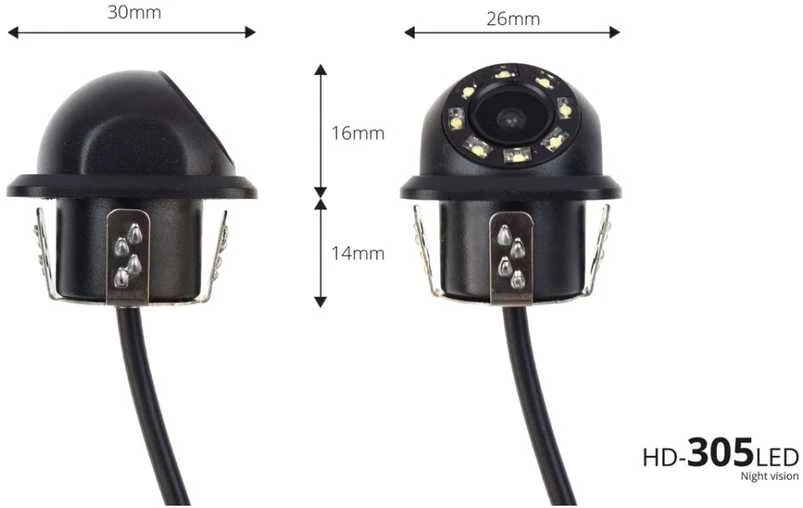 Amio Parkavimo pagalbos sistema 4,3 TFT02 su FLIP-UP CAM-305 LED kamera, 4 juodi jutikliai GOLD 18 mm