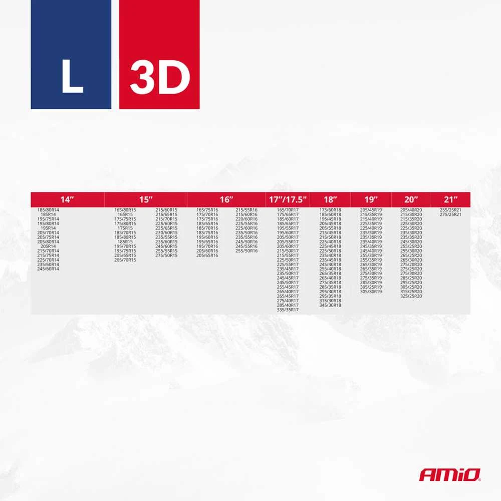 Amio Tekstilinės sniego grandinės 3D, L, 2 vnt.