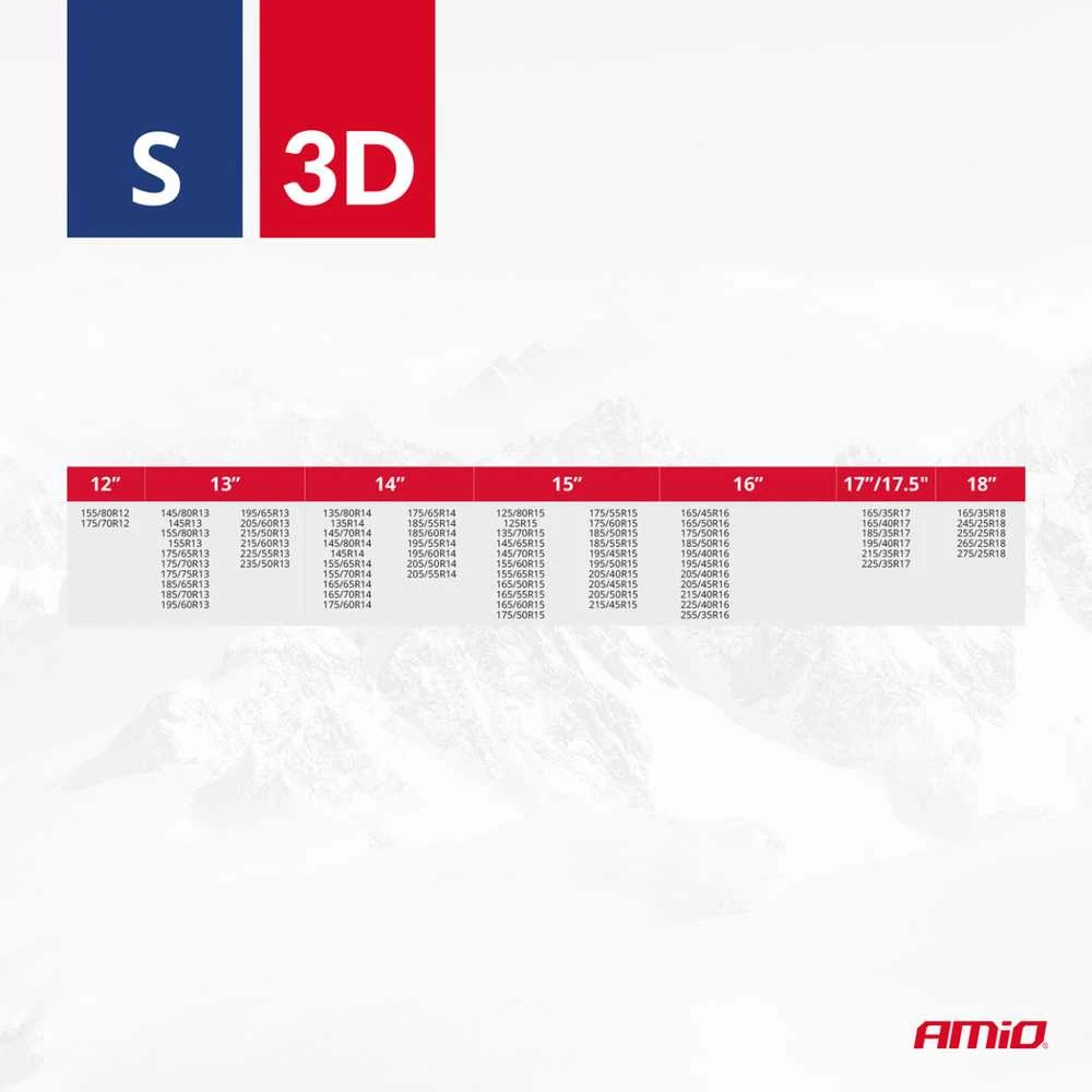 Amio Tekstilinės sniego grandinės 3D, S, 2 vnt.