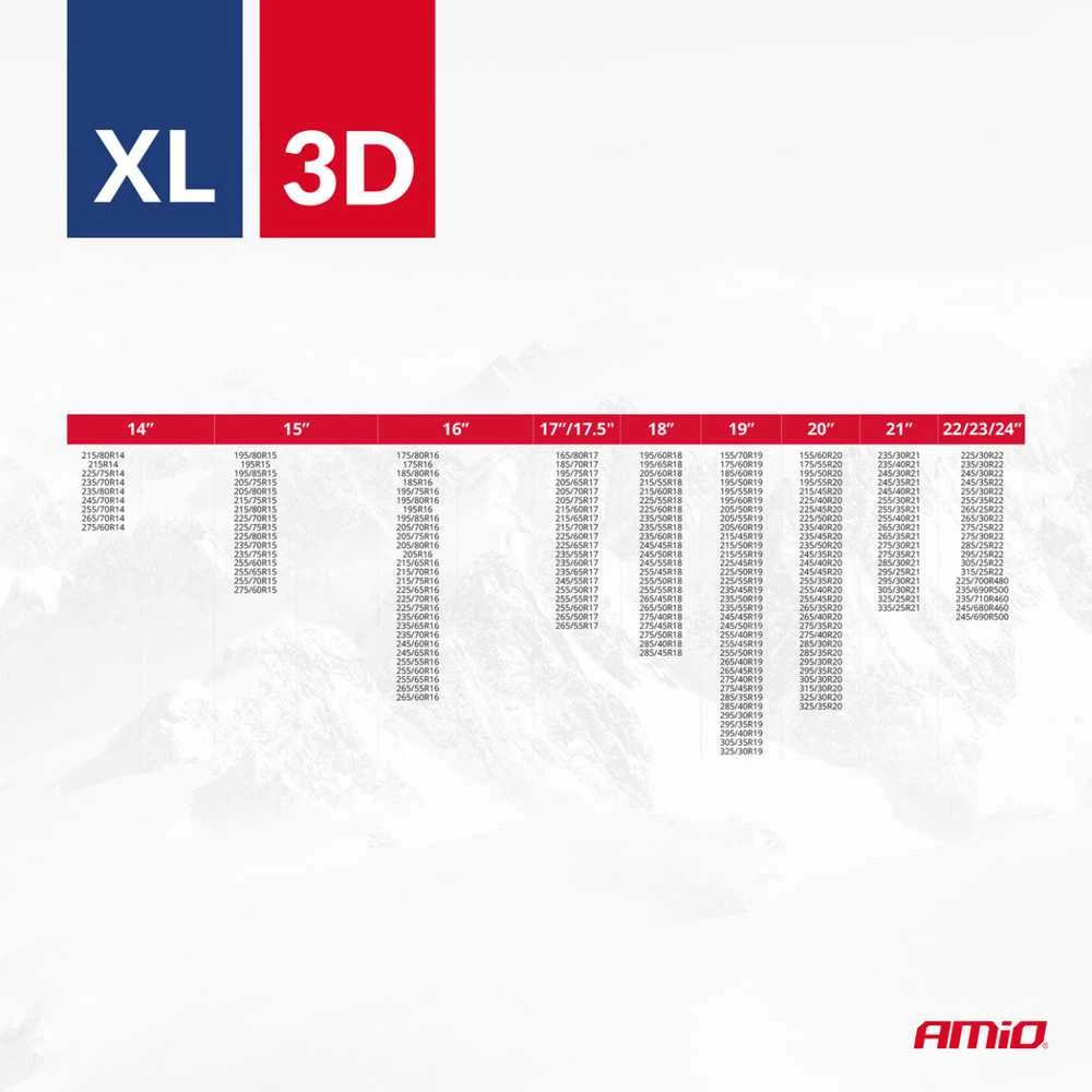 Amio Tekstilinės sniego grandinės 3D, XL, 2 vnt.