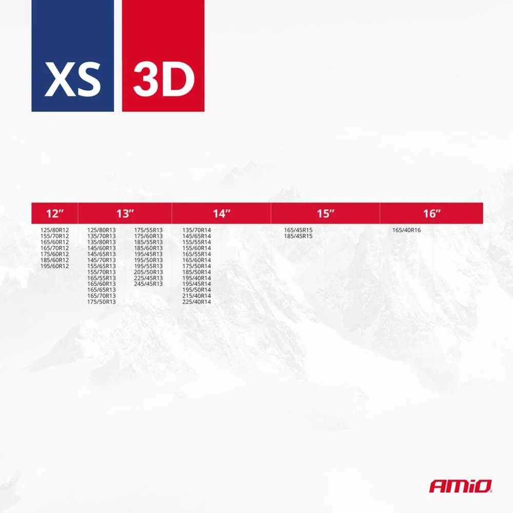 Amio Tekstilinės sniego grandinės 3D, XS, 2 vnt.