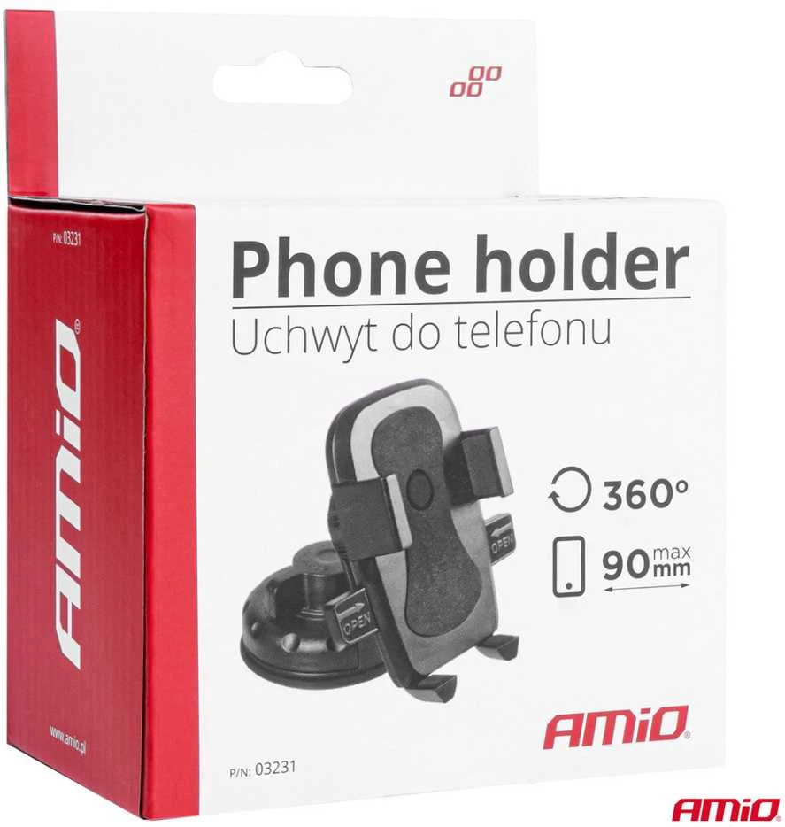 Amio Telefono laikiklis su siurbtuku, HOLD-19