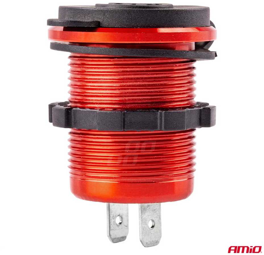 Amio Vandeniui atsparus telefono įkroviklis 2xUSB 12/24V MOD-10
