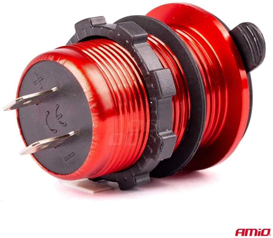 Amio Vandeniui atsparus telefono įkroviklis su skaitmeniniu voltmetru 2xUSB 12/24V MOD-11