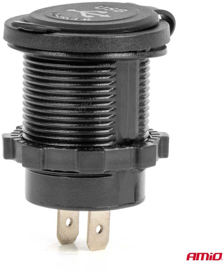 Amio Vandeniui atsparus telefono įkroviklis 2xUSB 12/24V MOD-04