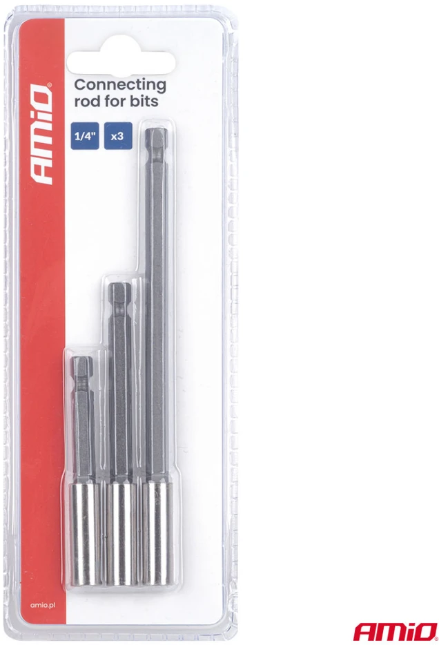 Antgalių laikiklių suktuvui rinkinys, 1/4", 3 vnt., AMIO-04934
