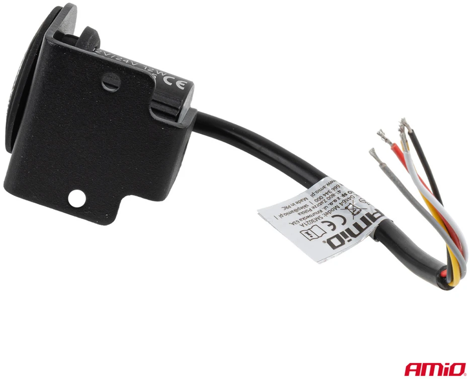 Apvali oranžinė LED įspėjamoji lempa R65 12V / 24V 12W AMIO-04864