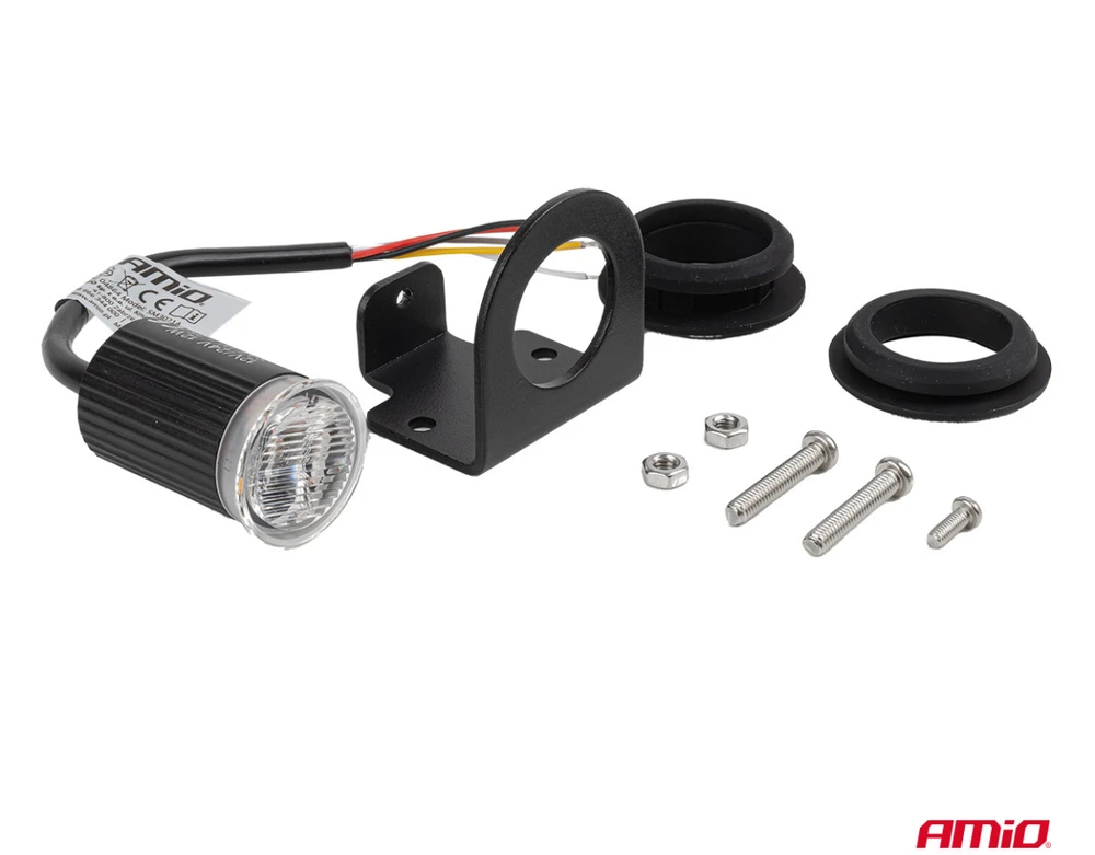 Apvali oranžinė LED įspėjamoji lempa R65 12V / 24V 12W AMIO-04864