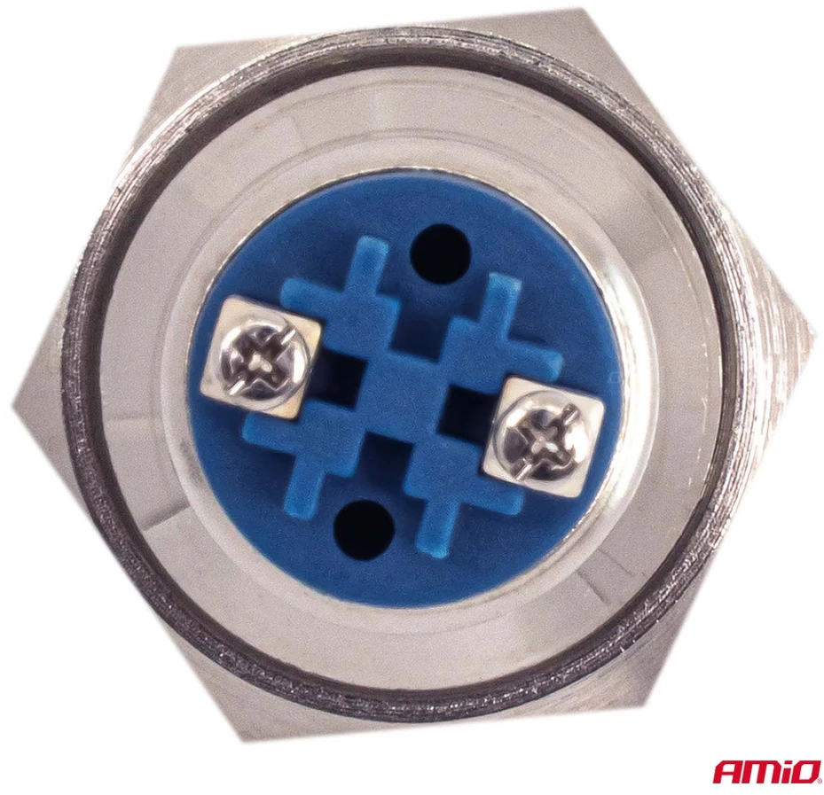 Apvalus plieno plokščias jungiklis įjungimui/išjungimui 19 mm 5a 12/230v amio-04474