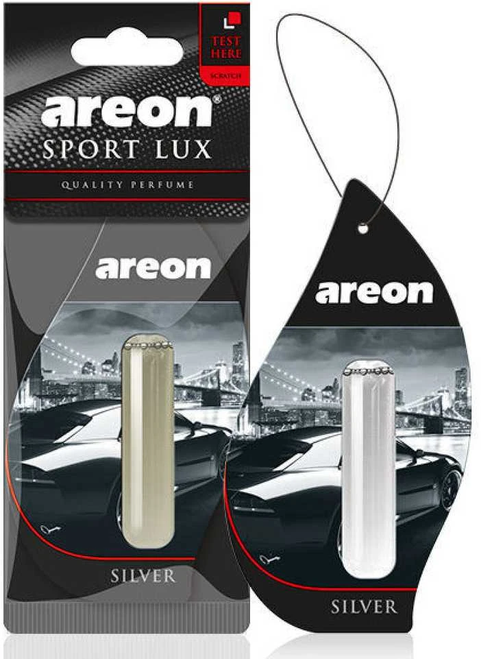 Areon Liquid Sport Lux Silver pakuotė ir kvepalai