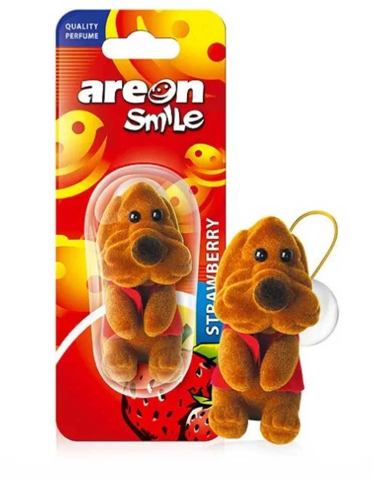 AREON Smile žaislas šunims su braškių / rudos spalvos oro gaivikliu