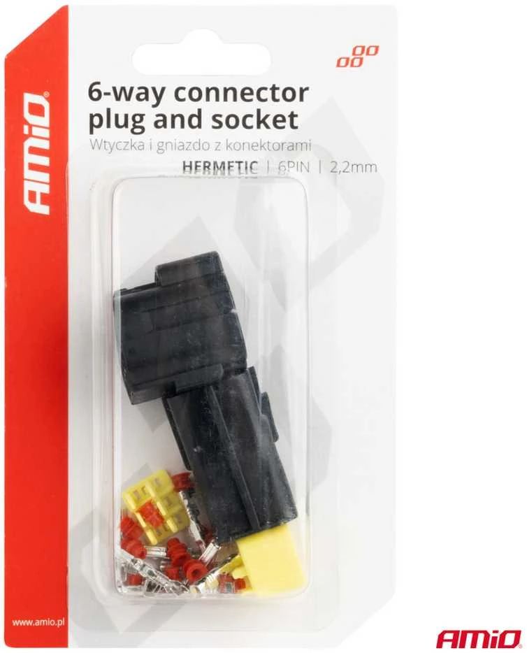 Atspari vandeniui 6 PIN jungtis – kištukas ir lizdas, 2,2 mm, AMIO-04349