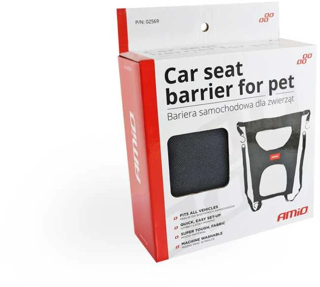Augintiniams apsauginė užtvara tarp automobilio sėdynių AMIO-02569
