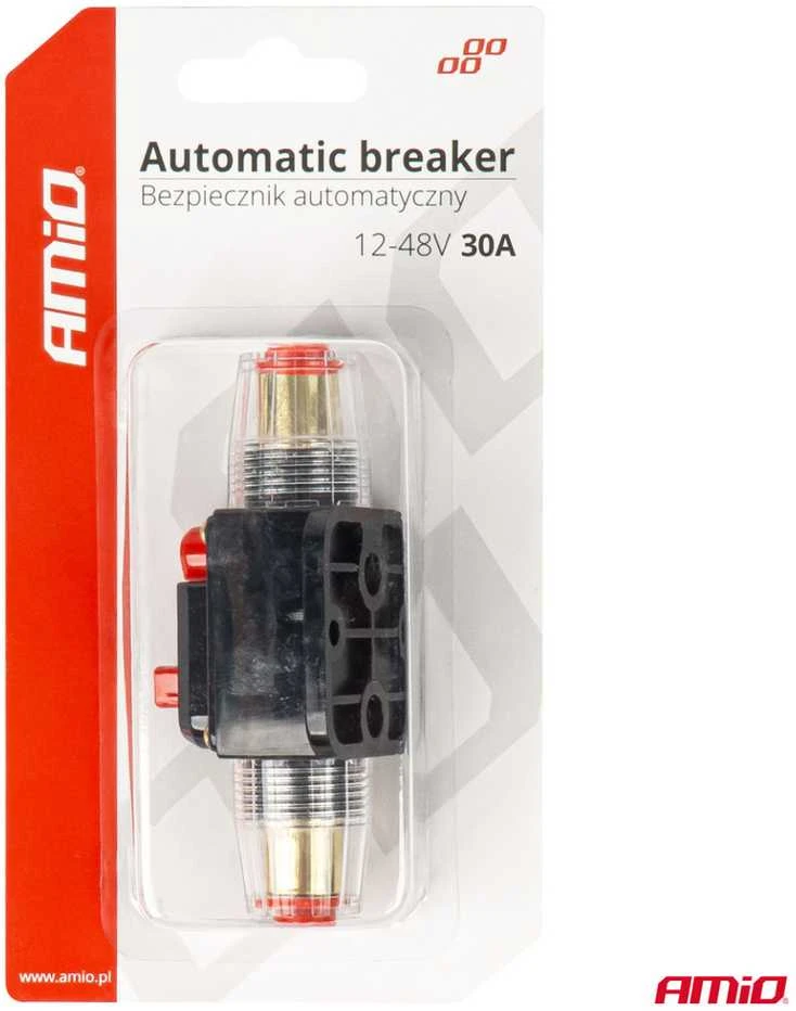 Automatinis automobilinis saugiklis / grandinės pertraukiklis 12-48V 30A AMIO-03816
