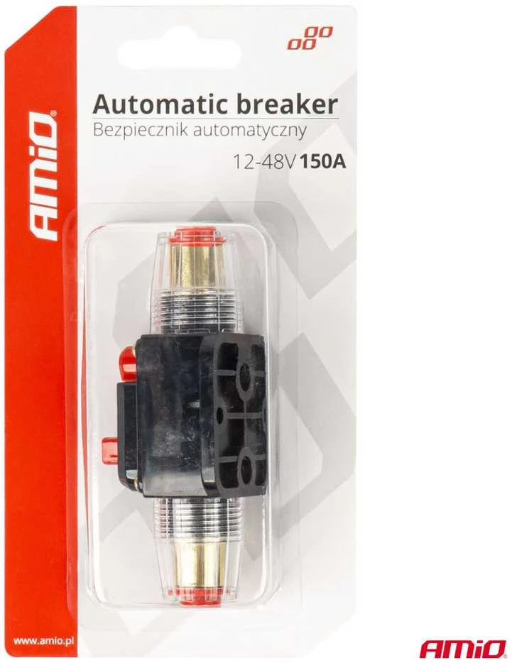 Automatinis automobilinis saugiklis / grandinės pertraukiklis 12-48V 150A AMIO-03823