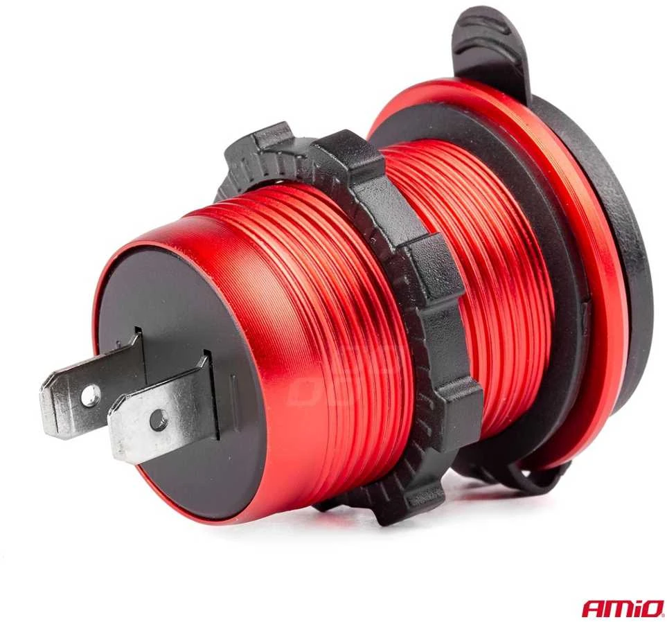 Automobilinis atsparus vandeniui įkroviklis USB + USB-C 12/24 V MOD-09, AMIO-02859
