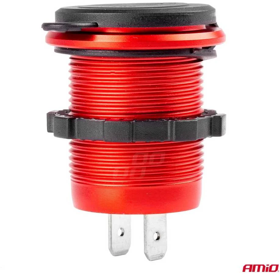 Automobilinis atsparus vandeniui įkroviklis USB + USB-C 12/24 V MOD-09, AMIO-02859
