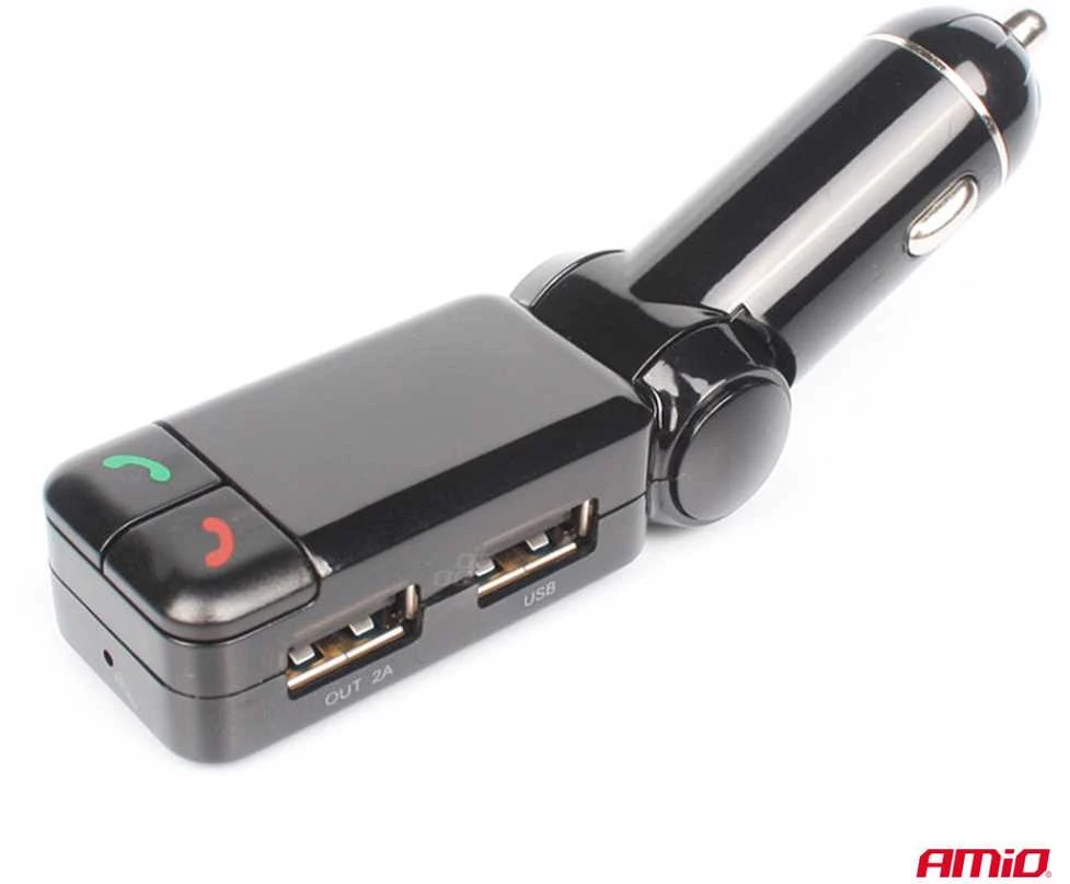 Automobilinis FM siųstuvas, 2×USB-A 12V 24V AMIO-04650